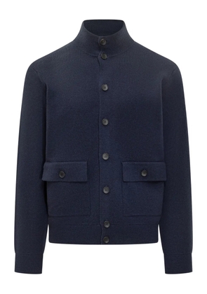 Filippo De Laurentiis high-neck pocket cardigan - Blue
