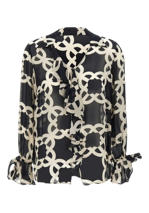 ELENA MIRO` ruffle geometric blouse - Black