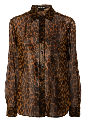 TOM FORD leopard-print silk shirt - Brown
