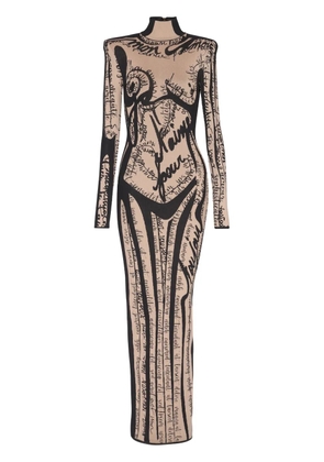 Balmain logo-embroidered maxi dress - Neutrals
