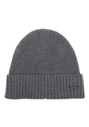 BOSS ribbed beanie hat - Grey