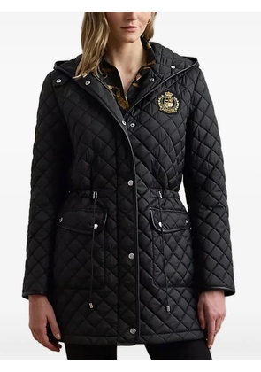 Lauren Ralph Lauren crest-patch diamond-quilted hooded jacket - Black