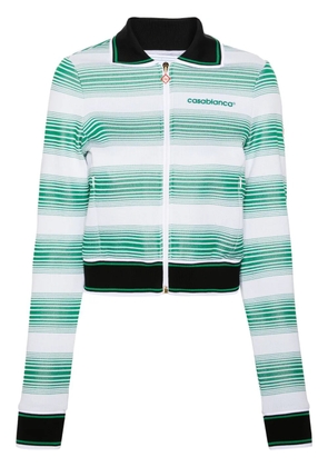 Casablanca logo-embroidered striped sweatshirt - White