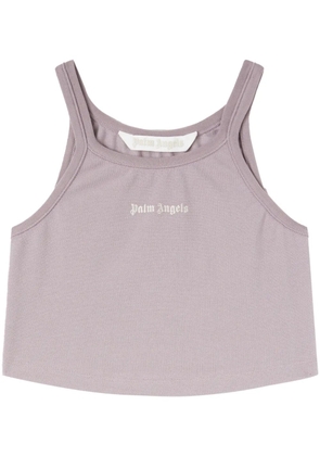 Palm Angels logo-print cropped tank top - Purple