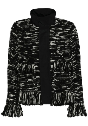 sacai fringed-edge knitted jacket - Black