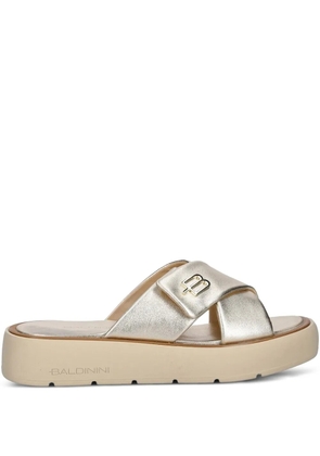 Baldinini cross-strap platform slides - Neutrals