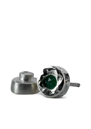 Parts of Four 10K white gold Tiny emerald stud earring - Silver