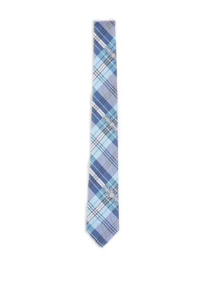Vivienne Westwood checked embroidered-logo silk tie - Blue