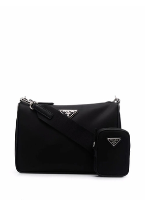 Prada triangle logo detachable-pocket shoulder bag - Black