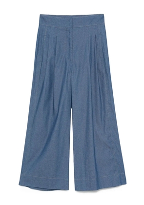 Akris Punto stitch-detail pleated culottes - Blue