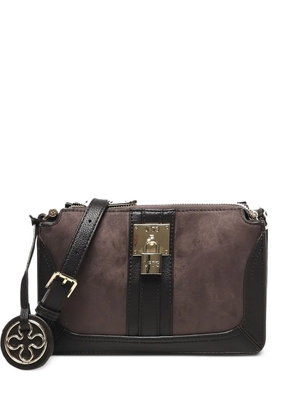 V°73 lock-detail suede shoulder bag - Black