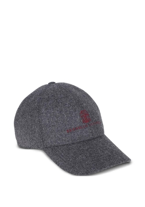 Brunello Cucinelli embroidered wool cap - Grey
