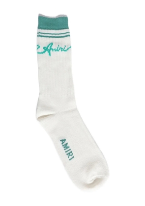 AMIRI stripe-logo socks - White