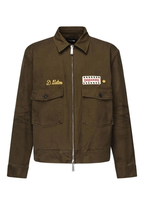 DSQUARED2 embroidered patch zip-up jacket - Green