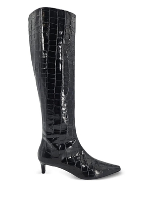 Madison.Maison 45mm croc-effect pointy-toe boots - Black