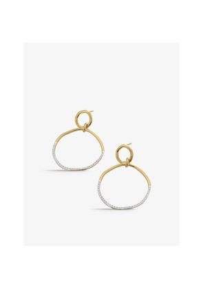 Womens Monica Vinader Riva Ripple 18ct Yellow Gold-Plated Vermeil Sterling-Silver and 0.17ct Pavé Diamonds Cocktail Earrings