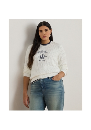 Curve - Embroidered-Crest Cable-Knit Jumper