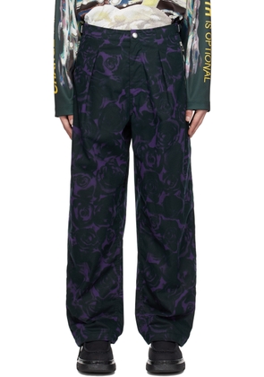 Burberry Purple & Green Rose Print Trousers