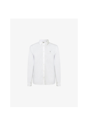Mens Allsaints Hawthorne Logo-Embroidered Slim-Fit Stretch Cotton Shirt