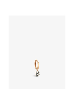 Womens La Maison Couture x Selda 'B' Initial 14ct Rose-Gold and 0.06ct Diamond Single Huggie Earring