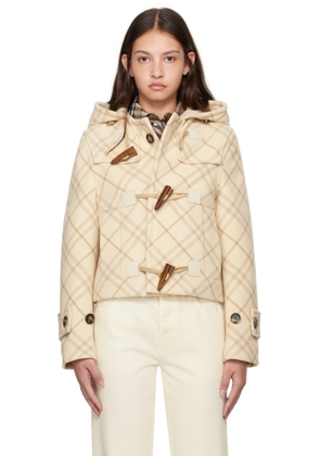 Burberry Beige Short Hooded Duffle Jacket