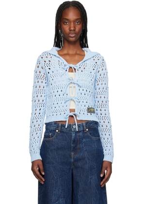 GANNI Blue Tie String Cardigan