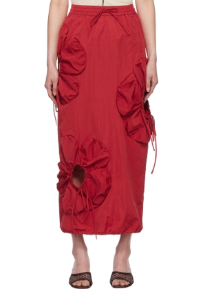 J. Kim Red Flower Maxi Skirt