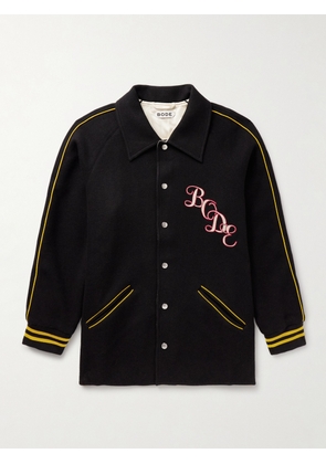 BODE - Reversible Logo-Appliquéd Wool and Satin Jacket - Men - Black - S