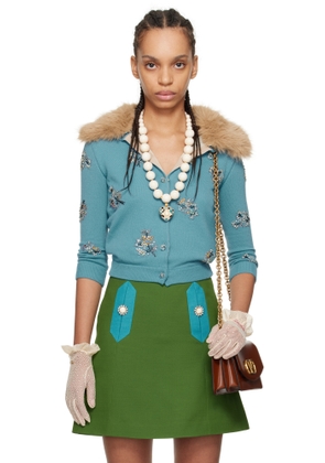 Valentino Blue Embroidered Cardigan