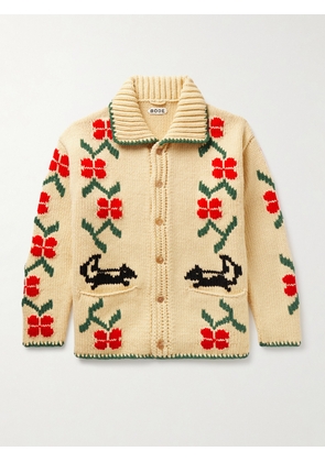 BODE - Pirate Ship Intarsia Virgin Wool Cardigan - Men - Neutrals - S