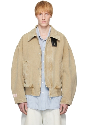 WOOYOUNGMI Beige Leather Tab Dyed Jacket