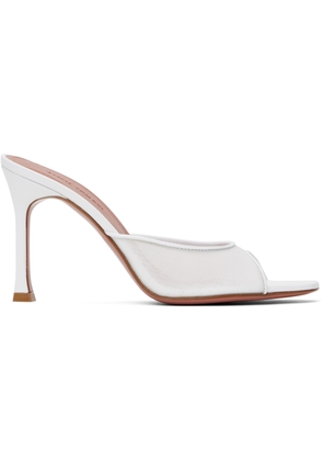 Amina Muaddi White Alexa Mesh Slipper 95 Heeled Sandals
