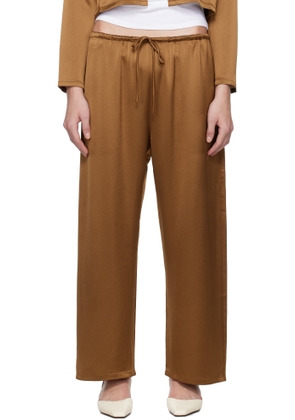 LESET Brown Barb Crop Drawstring Lounge Pants