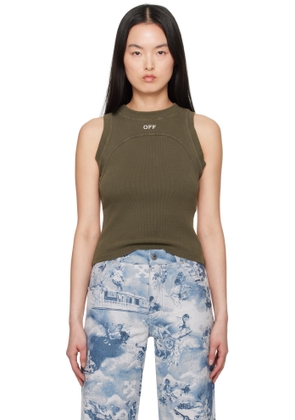 Off-White Green Off Stamp Rib Round Tank Top