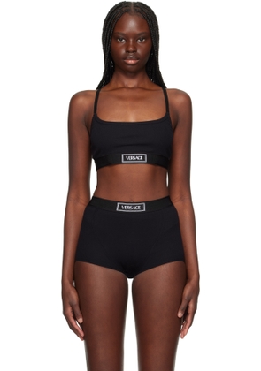 Versace Underwear Black Bio Cotton Rib Bra