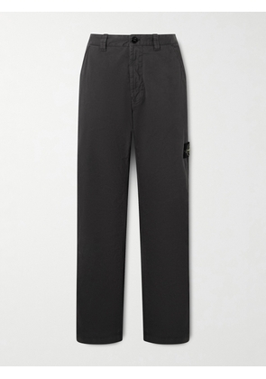 Stone Island - Logo-Appliquéd Straight-Leg Cotton-Blend Twill Trousers - Men - Gray - UK/US 28