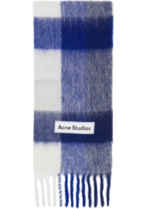 Acne Studios Navy Mohair Checked Scarf