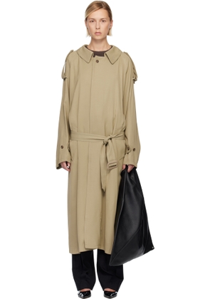 MM6 Maison Margiela Beige Draped Panel Trench Coat