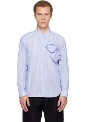 Comme des Garçons Homme Deux Blue Cotton Stripe Rose Front Shirt