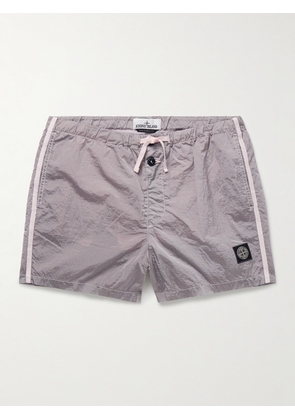 Stone Island - Straight-Leg Mid-Length Logo-Appliquéd ECONYL® Nylon Metal Swim Shorts - Men - Purple - S