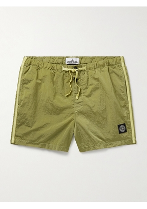 Stone Island - Straight-Leg Mid-Length Logo-Appliquéd ECONYL® Nylon Metal Swim Shorts - Men - Yellow - S