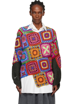 Comme des Garçons Homme Plus Multicolor Multi Fabric Crochet Stitch Motif Knit Sweater
