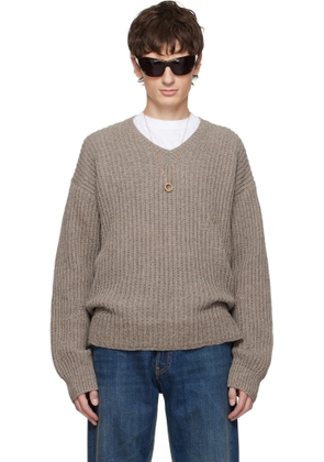 Maison Margiela Taupe Rib-Knit Sweater