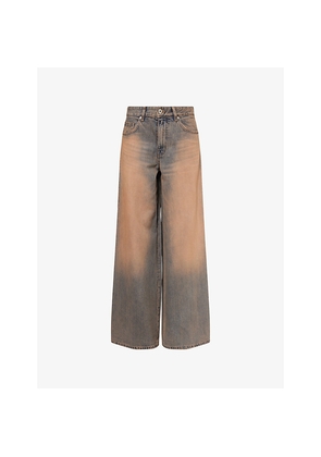 Womens We11Done Grosgrain Wide-Leg Denim Jeans