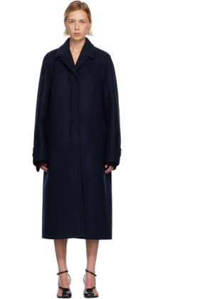 Dries Van Noten Navy Notched Lapel Coat