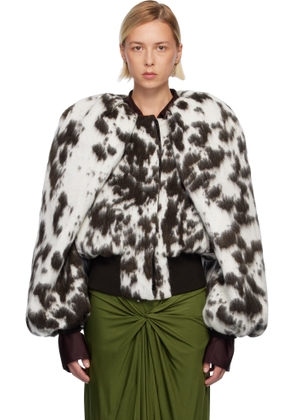 Dries Van Noten Off-White & Brown Brushed Bomber Jacket