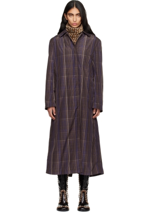 Dries Van Noten Brown Micro Tartan Coat