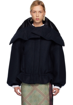 Dries Van Noten Navy Bonded Short Parka