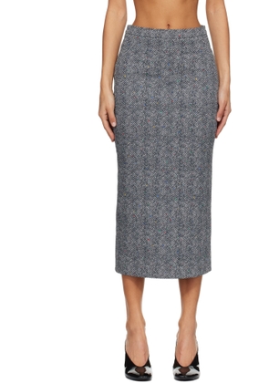 Givenchy Black & White Low Waist Kick Back Midi Skirt