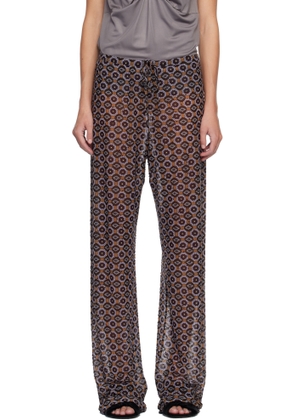 Dries Van Noten Brown & Purple Embellished Jersey Trousers